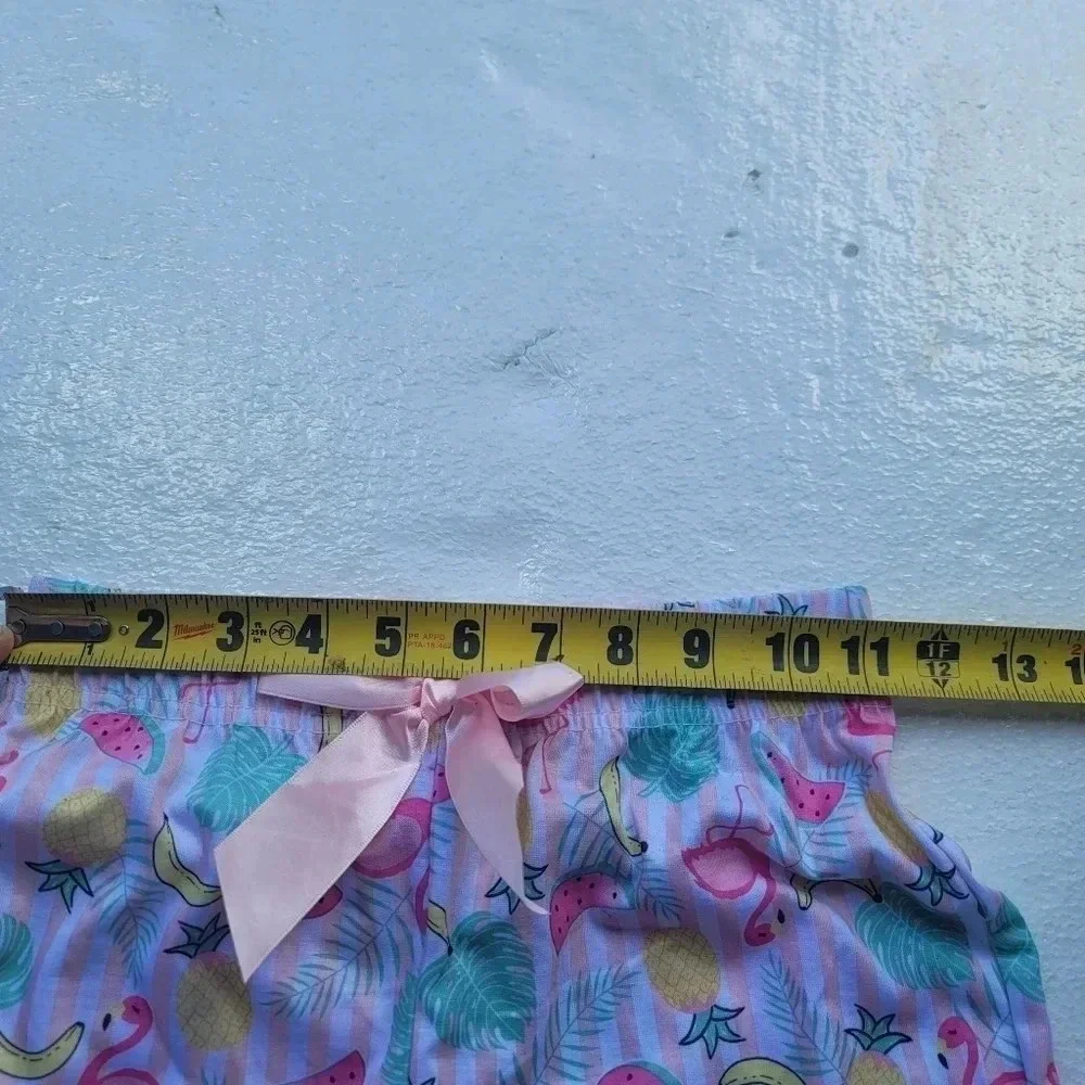 Sleep On It Pajama Pants S (7/8) Multicolor Tropical Pink Girl's Elastic Waist